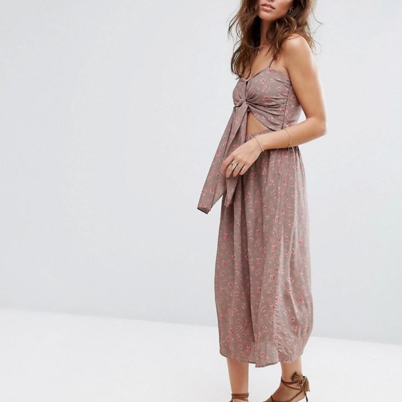 Straps tie front closure midi dress - Picture 4 of 5